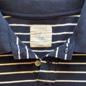 J.Crew Dark Blue Polo with Cream Stripes